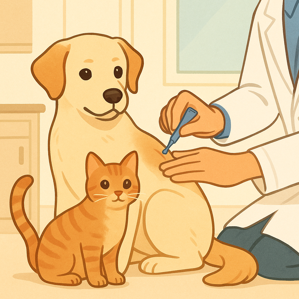 강아지 고양이 심장사상충 예방 일러스트